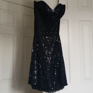 Black sequined cocktail dress